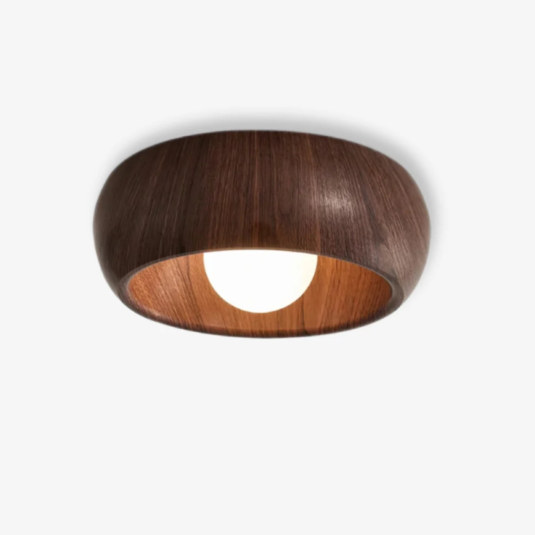 Detailed Wooden Imitation Bowl Ceiling Lamp Professional