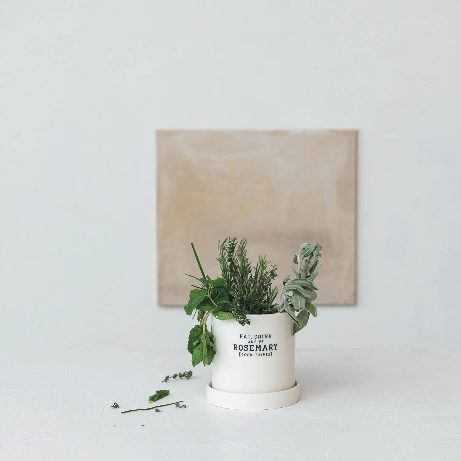 Selected Eat Drink Be Rosemary Stoneware Herb Planter with Saucer Original