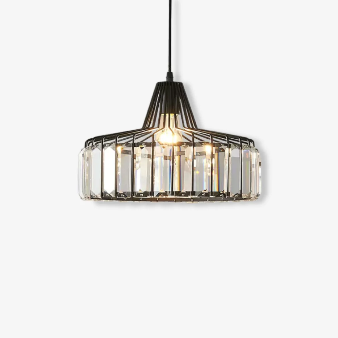 Artisan Crystal Drum Pendant Lamp Safe