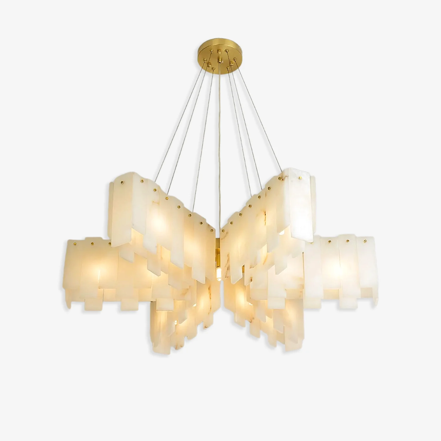 Sophisticated Alabaster Cascade Tiered Chandelier Contemporary