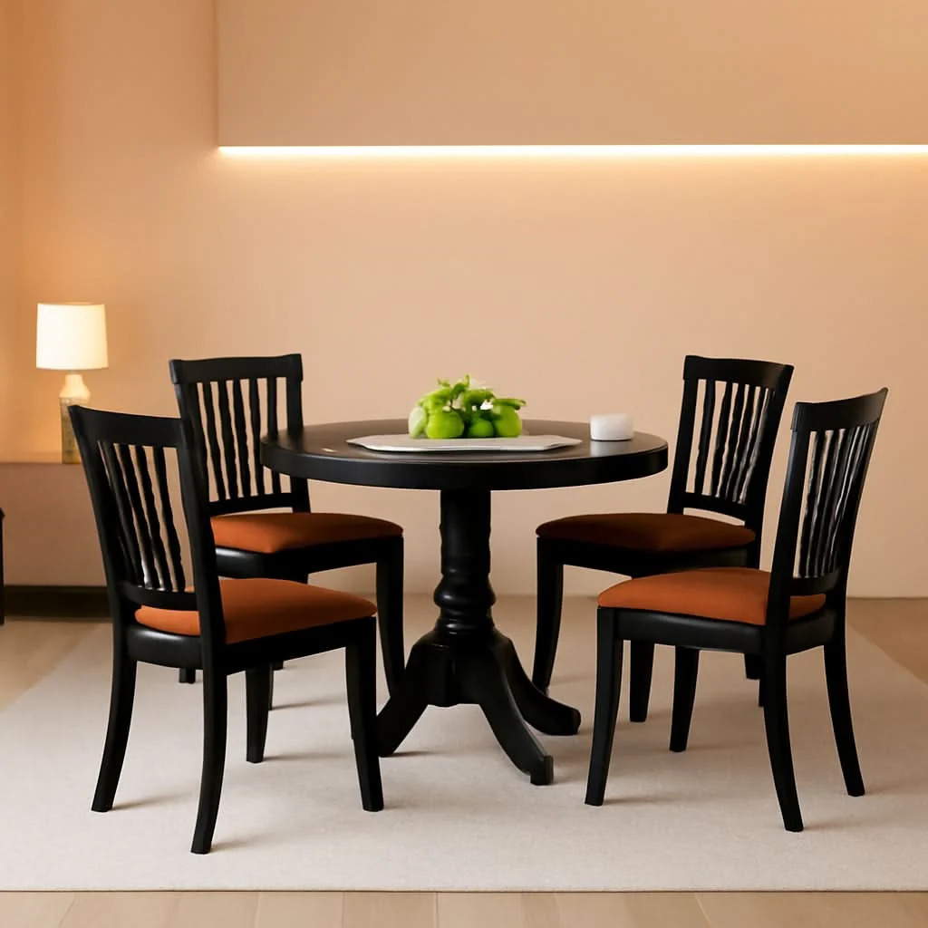 Elegant 5 Piece Drop Leaf Dining Table Set Black Faux Leather Effective
