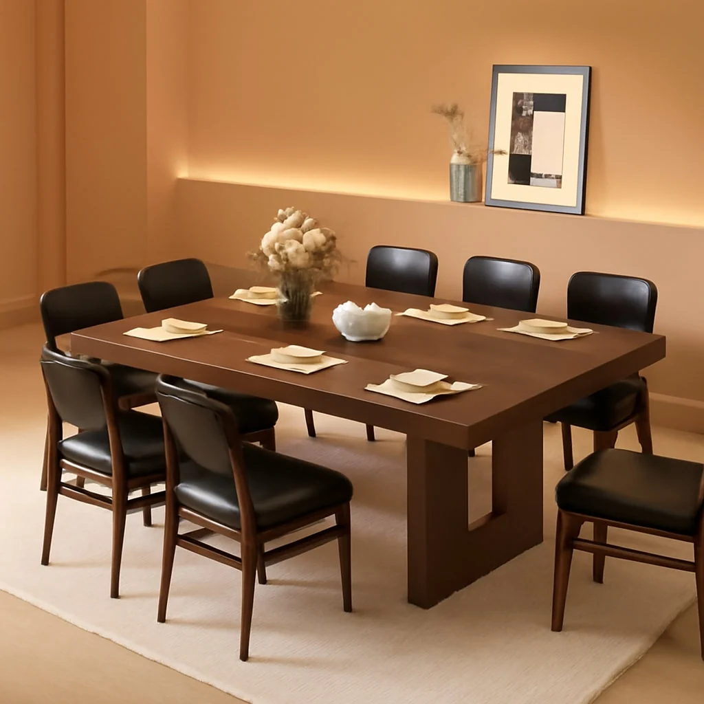 Practical Walnut 71 Inch Dining Table Seats Six To Eight Contemporary Minimalist