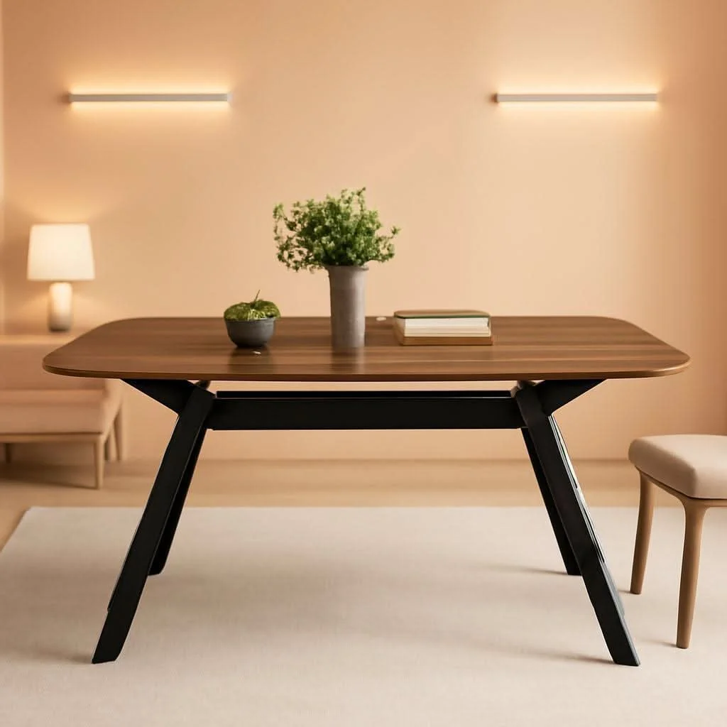 Trendy Arley Modern Dining Table For 4 Walnut Brown Solid Wood Soft