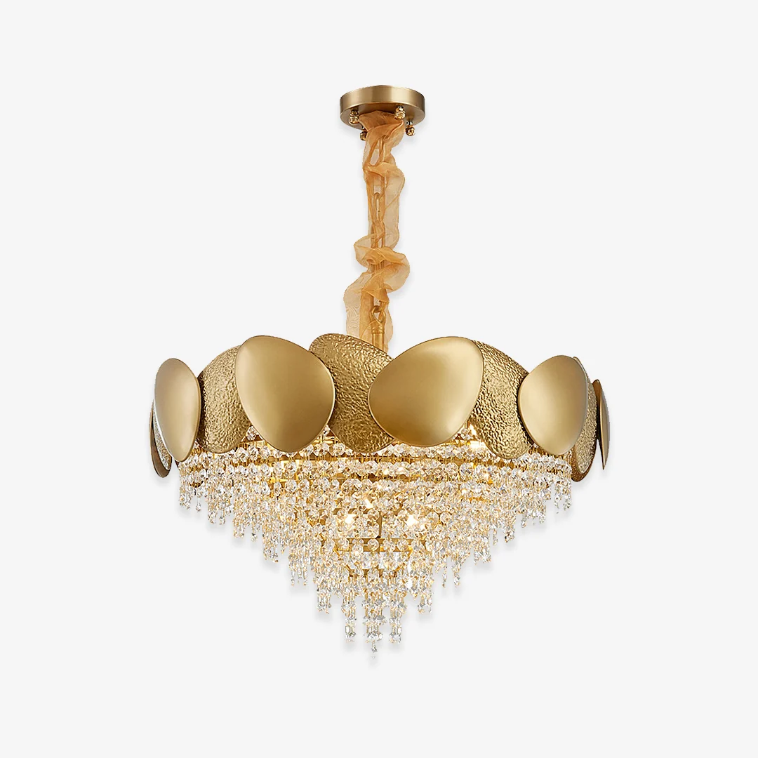 Smooth Gold Petal Crystal Chandelier Advanced