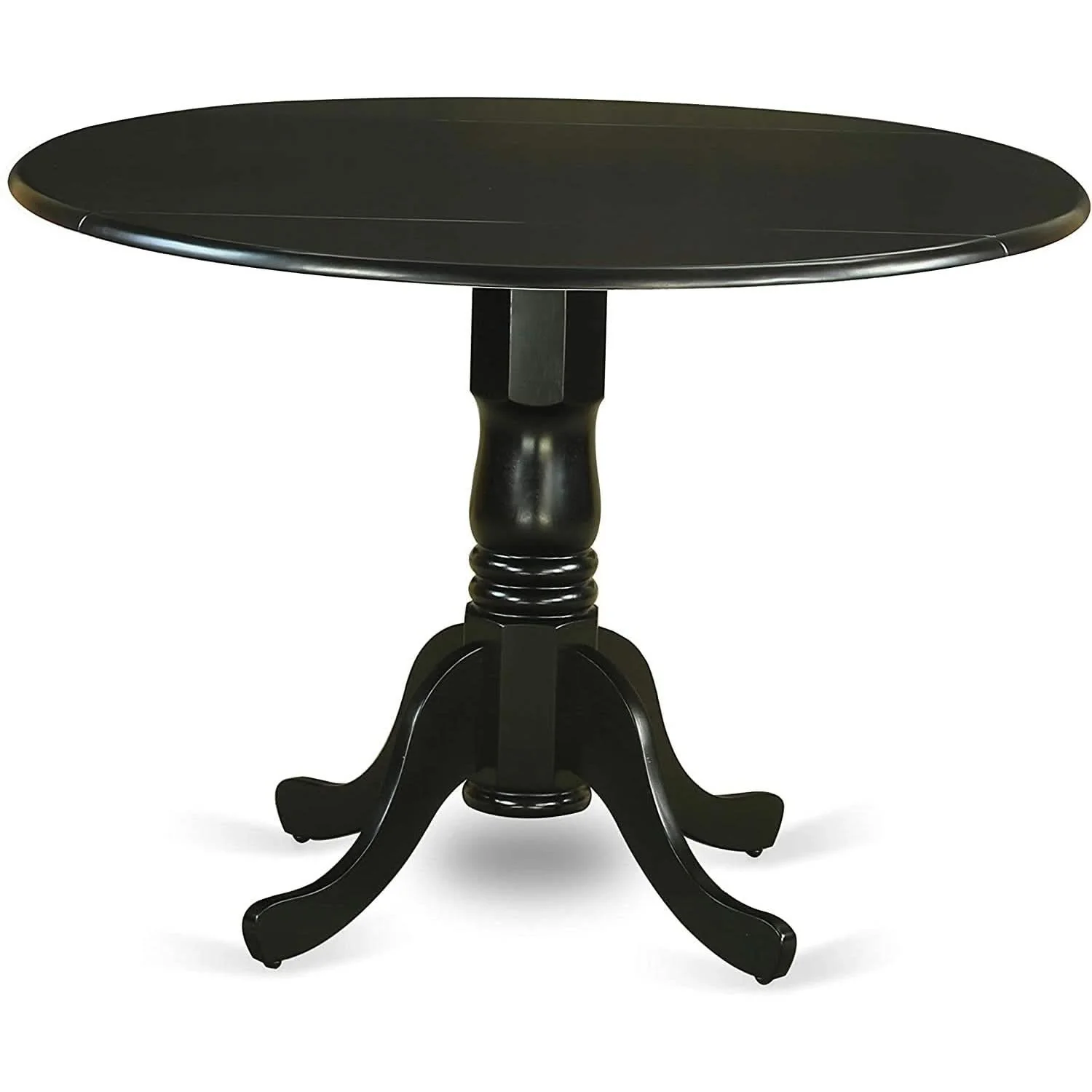 Fine 5-Piece Drop Leaf Dining Table Set Black Faux Leather Solid