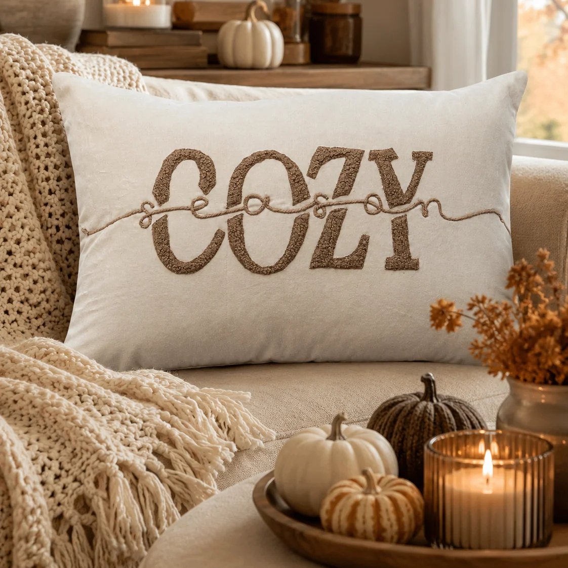 Recyclable Cozy Season Tufted Lumbar Pillow 24 Relaxed