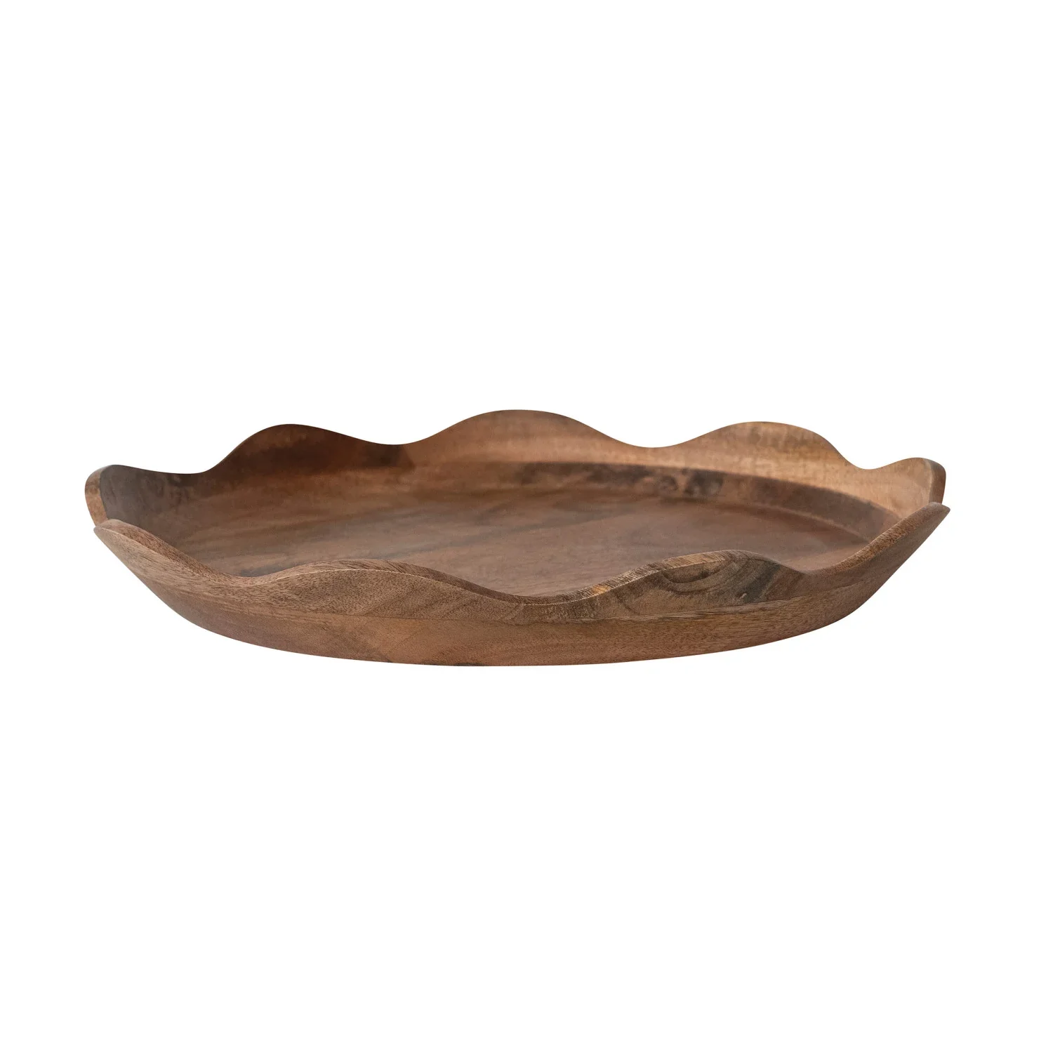 Relaxed Scalloped Mango Wood Serving Tray Recyclable