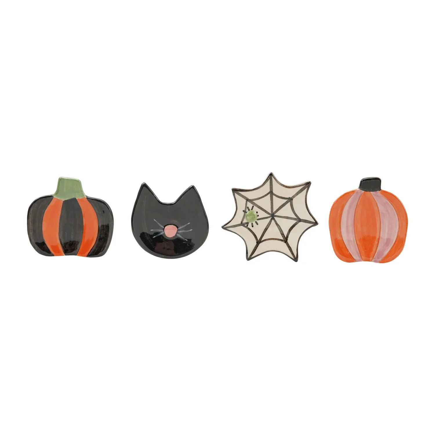 Detailed Hand-Painted Halloween Stoneware Dish Modern