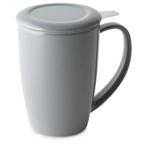 Sophisticated Curve Tall Tea Mug with Infuser and Lid 15 ounces Safe