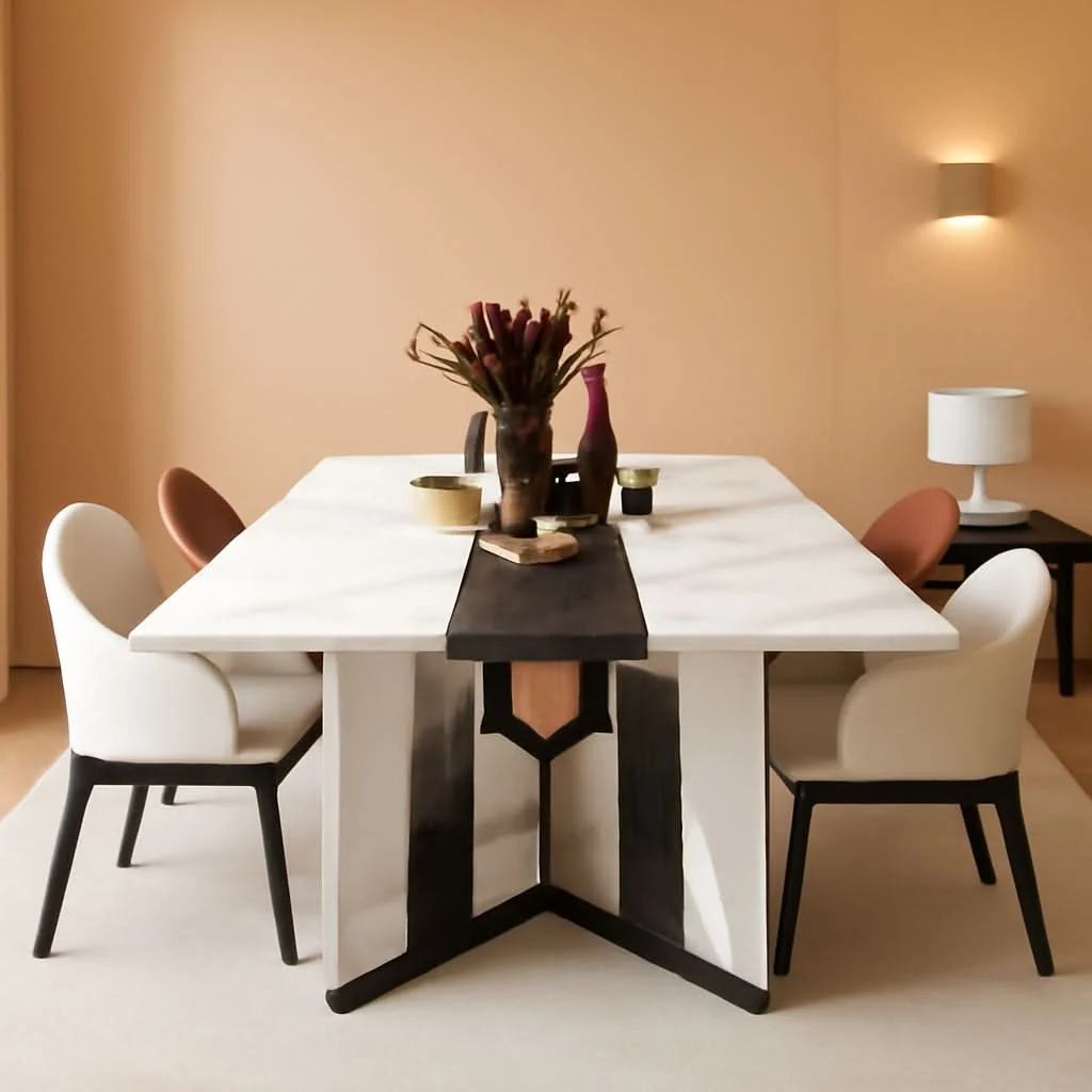 Detailed 71 Inch Marble Top Dining Table For Home Kitchen Modern Exceptional