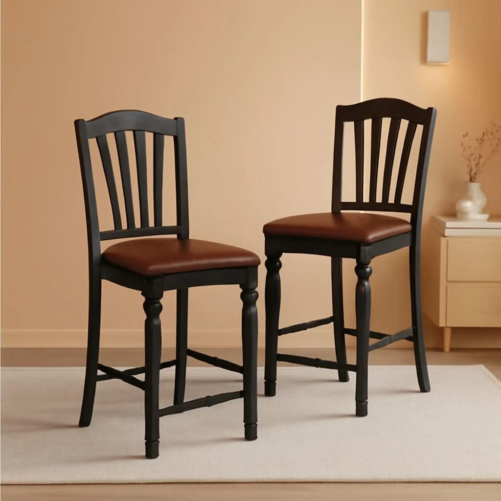Reliable Chelsea Counter Dining Chairs Set Of 2 Black Faux Leather Green