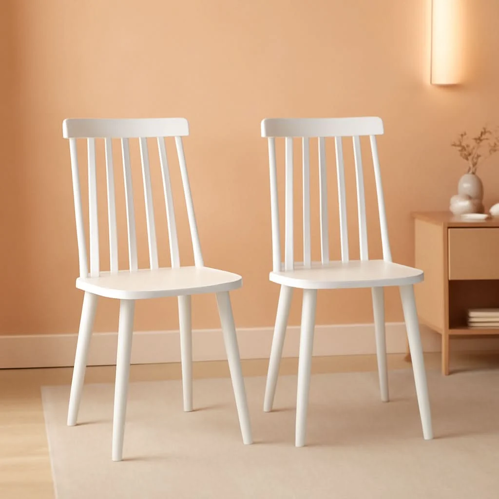 Recyclable White Farmhouse Spindle Dining Chair Set Of 2 For Kitchen Consistent
