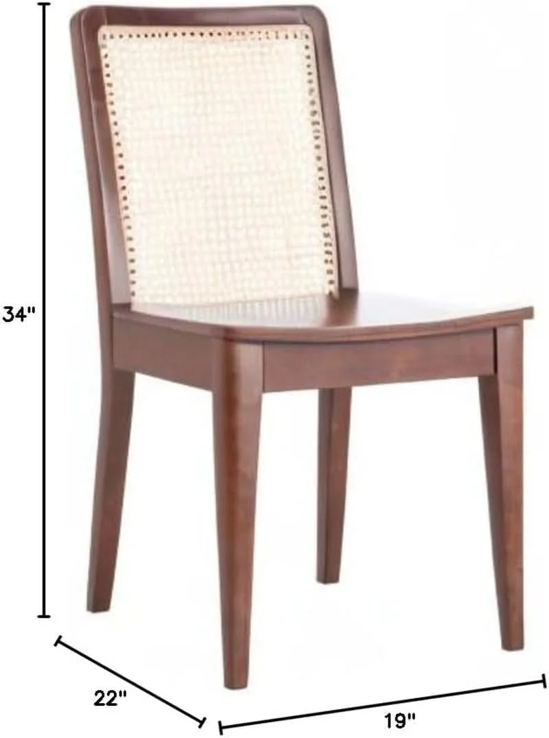 Innovative Benicio Dark Brown Natural Rattan Back Dining Chair Set of 2 Fashionable
