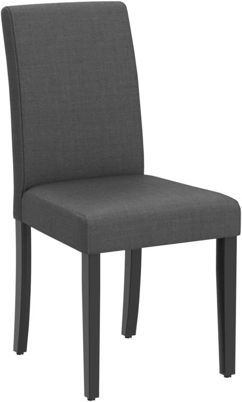 Flexible Dark Grey Upholstered Dining Chairs Set Of 4 With Wood Legs Breathable