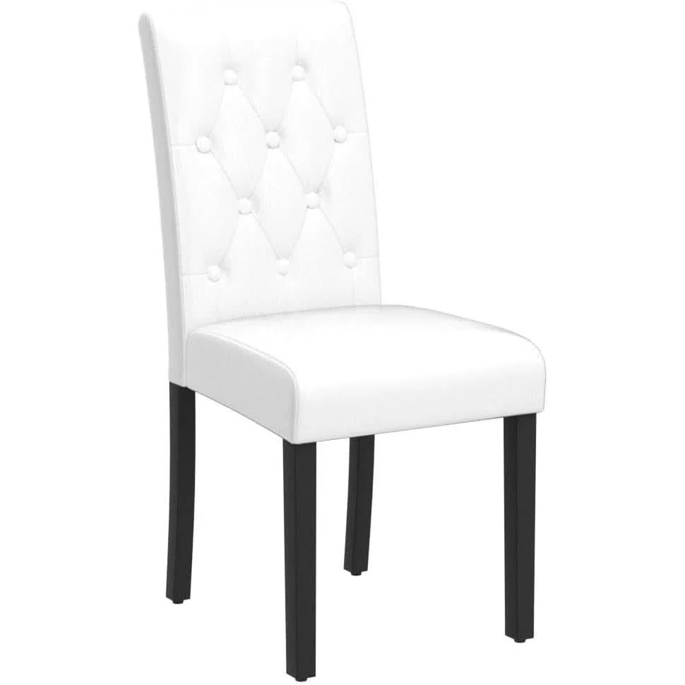 User-Friendly Dining Chairs Set of 6 White Leather Seat Solid Wood Legs Trusted