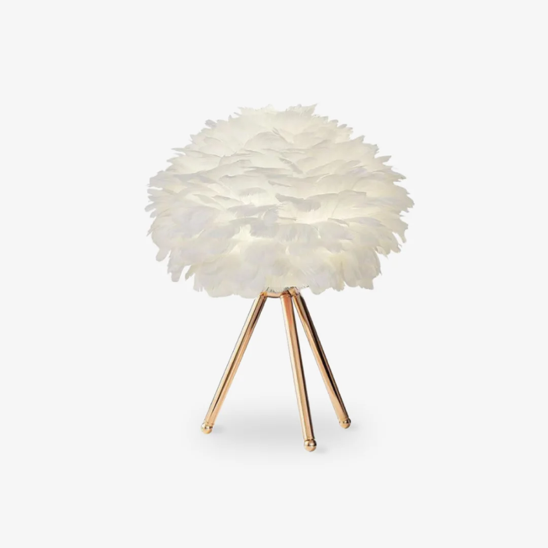 Fashionable Feather Tripod Table Lamp Crafted