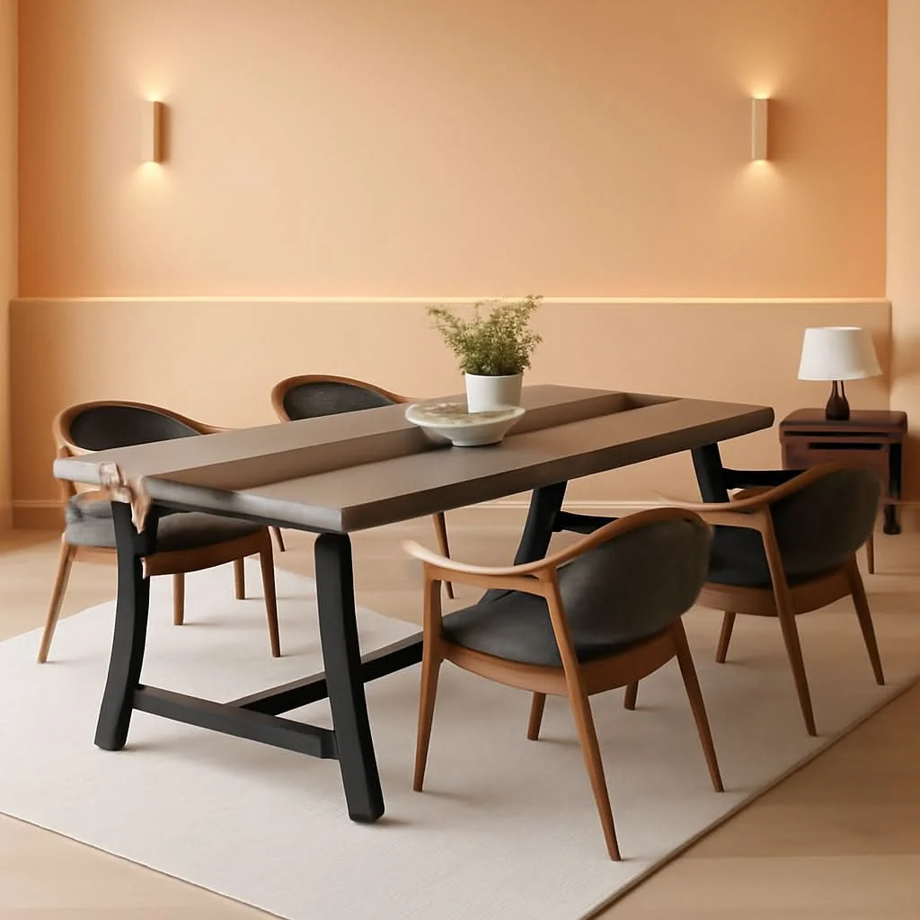 Original Design 70.87 Inch Dining Table For 8 With Metal Frame In Gray Classic