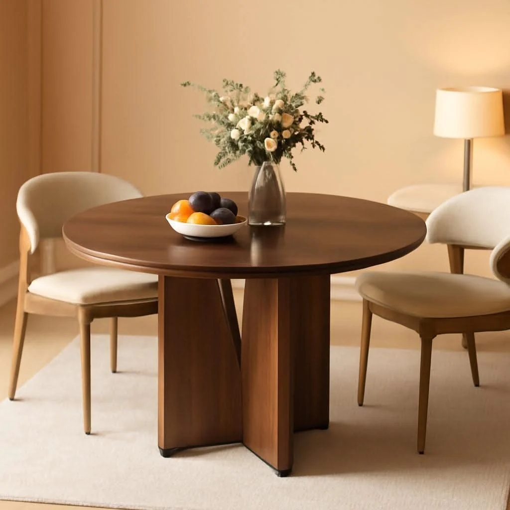 Green Round 39 Inch Dining Table Rustic Dark Brown Seats 2 To 4 Optimized