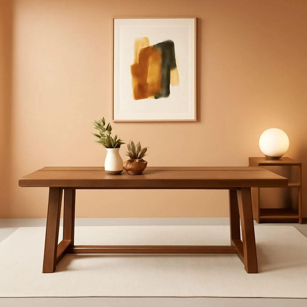 Unique 72 Inch Farmhouse Dining Table Solid Wood Rustic Kitchen Table Pecan W World-Class
