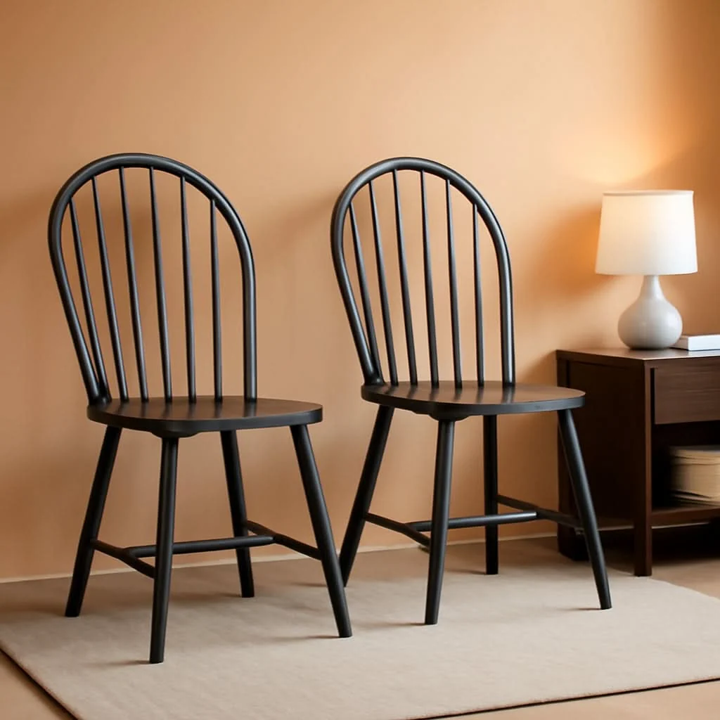 Genuine Camden 18 Inch Spindle Back Black Dining Chairs Set Of 2 Organic