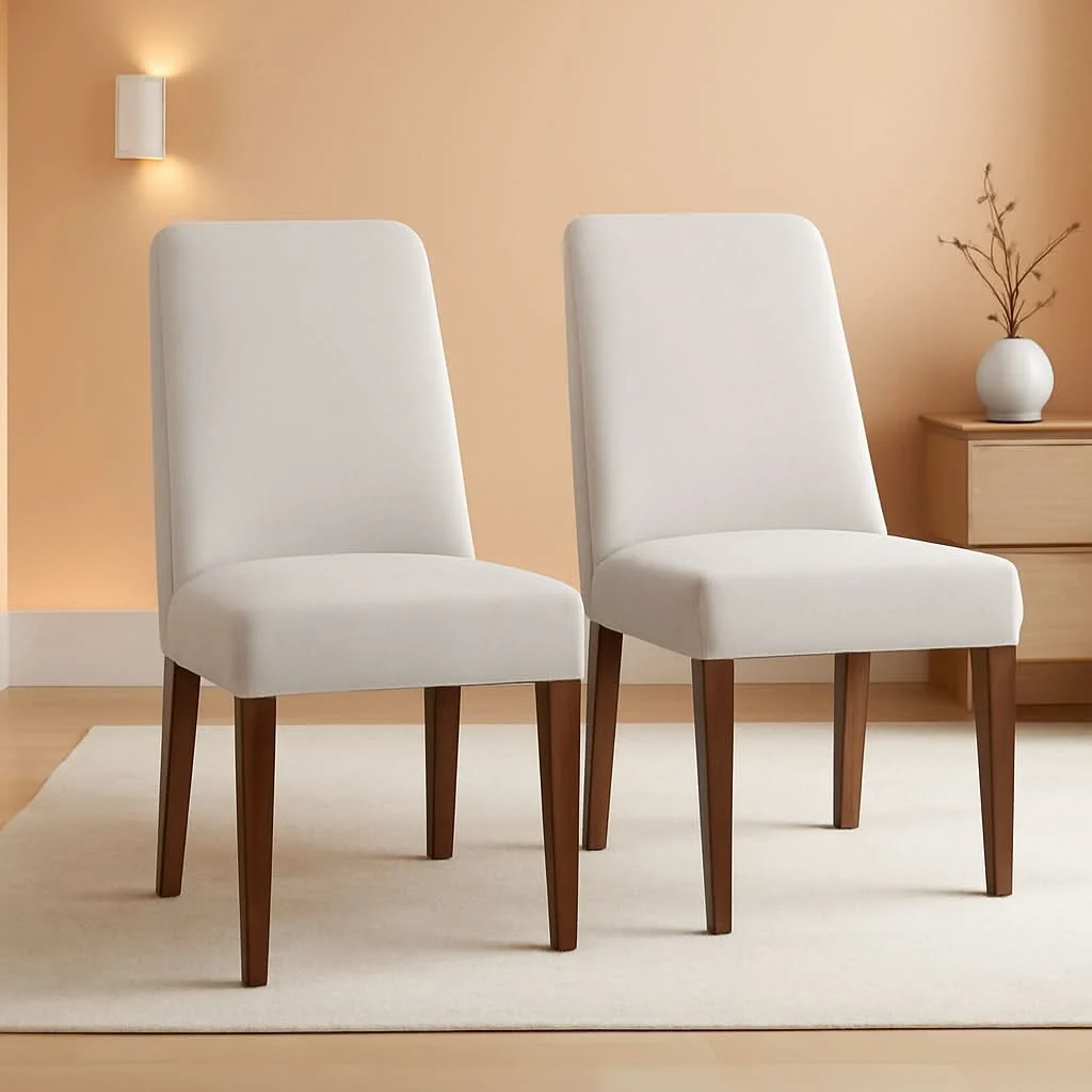 Relaxed Lyncott Upholstered Side Dining Chair Set of 2 Cream Brown Foam Cushio Exclusive