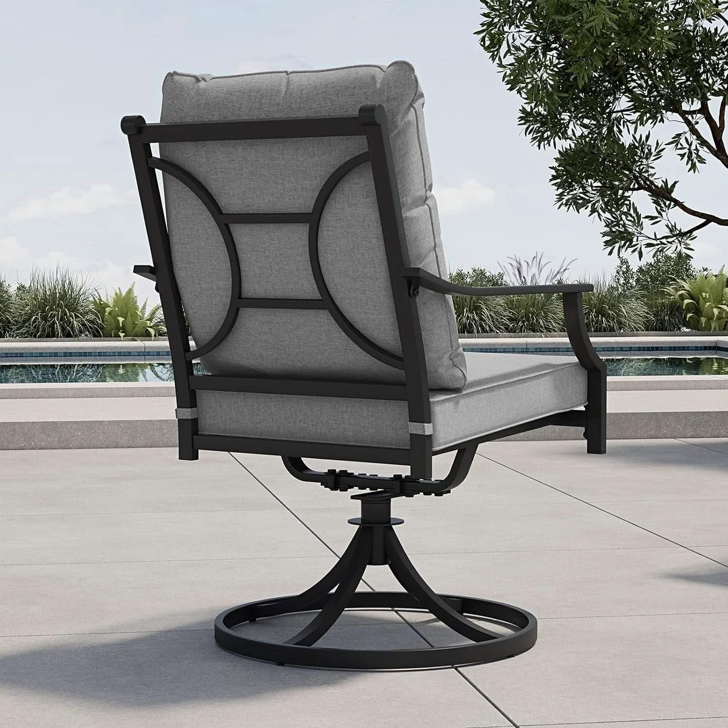 Easy-to-Use 7 Piece Patio Dining Set For 6 With Swivel Chairs And Olefin Cushions High-Grade