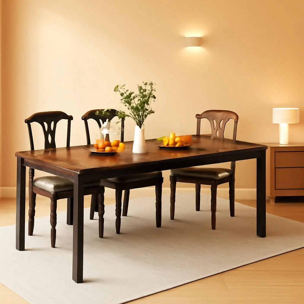 Expertly Made 78 Inch Narrow Dining Table For 6 To 8 People Rustic Wood Relaxed