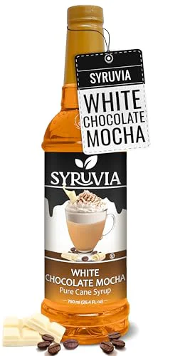 Powerful Coffee Syrup White Chocolate Mocha Flavored Syrup for Drinks 25.4 Fl Oz Enhanced