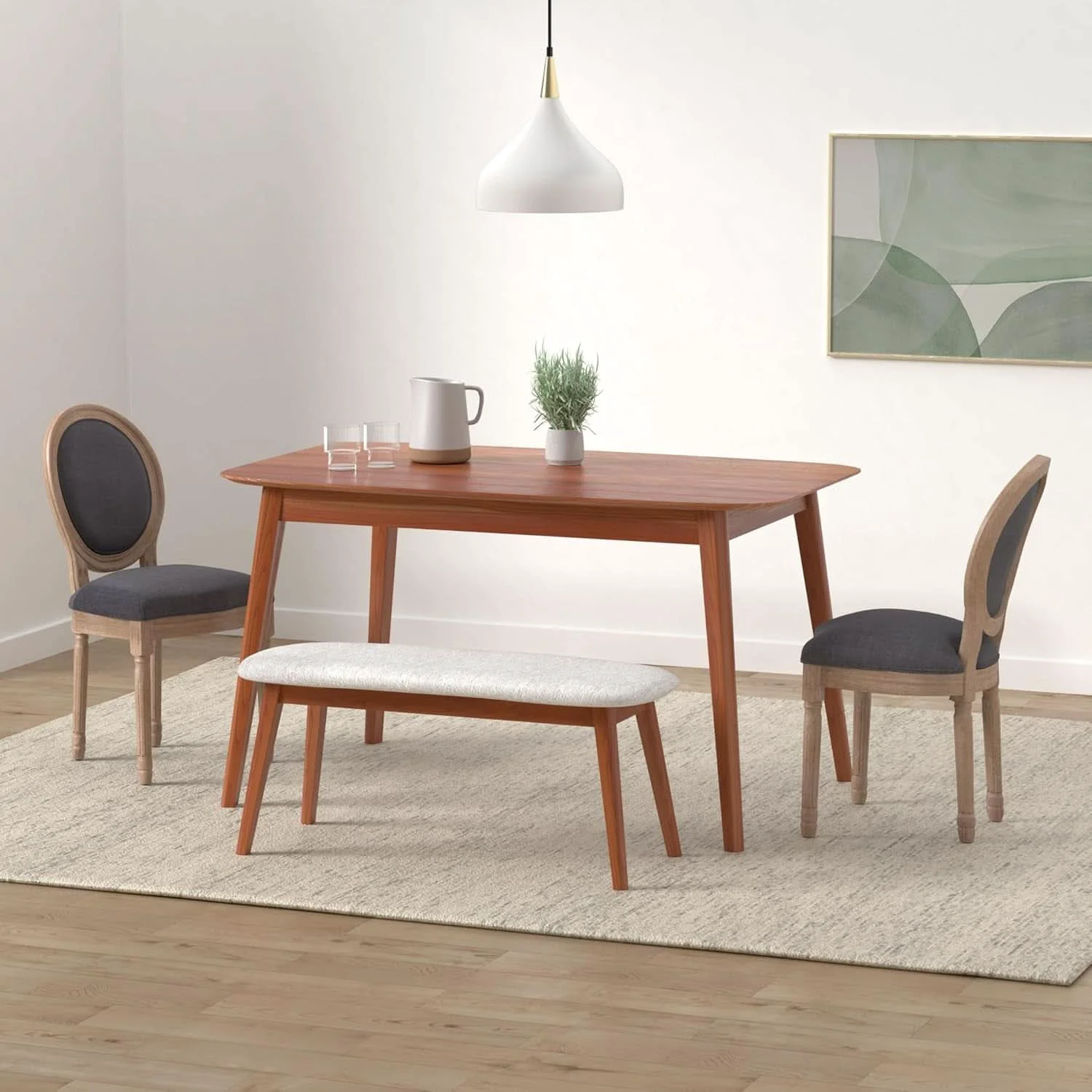 Sophisticated Set Of 4 French Vintage Dining Chairs Solid Wood Frame Tufted Fabric Fashionable