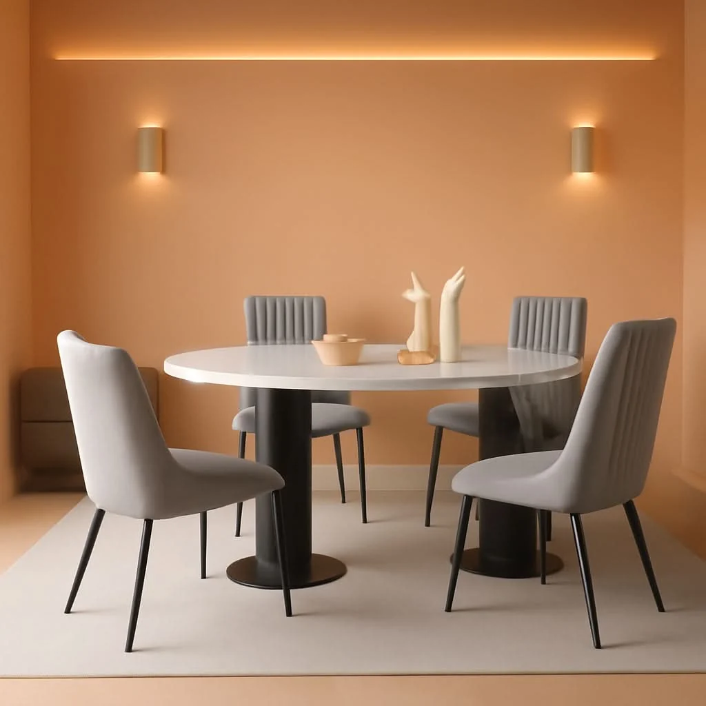 Genuine Grey Upholstered Dining Chairs Set Of 4 With Thick Cushions And Metal Next-Generation