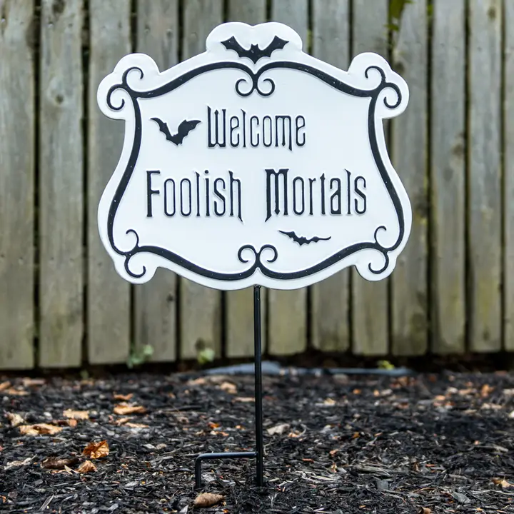 Detailed Welcome Foolish Mortals Halloween Yard Stake Excellent