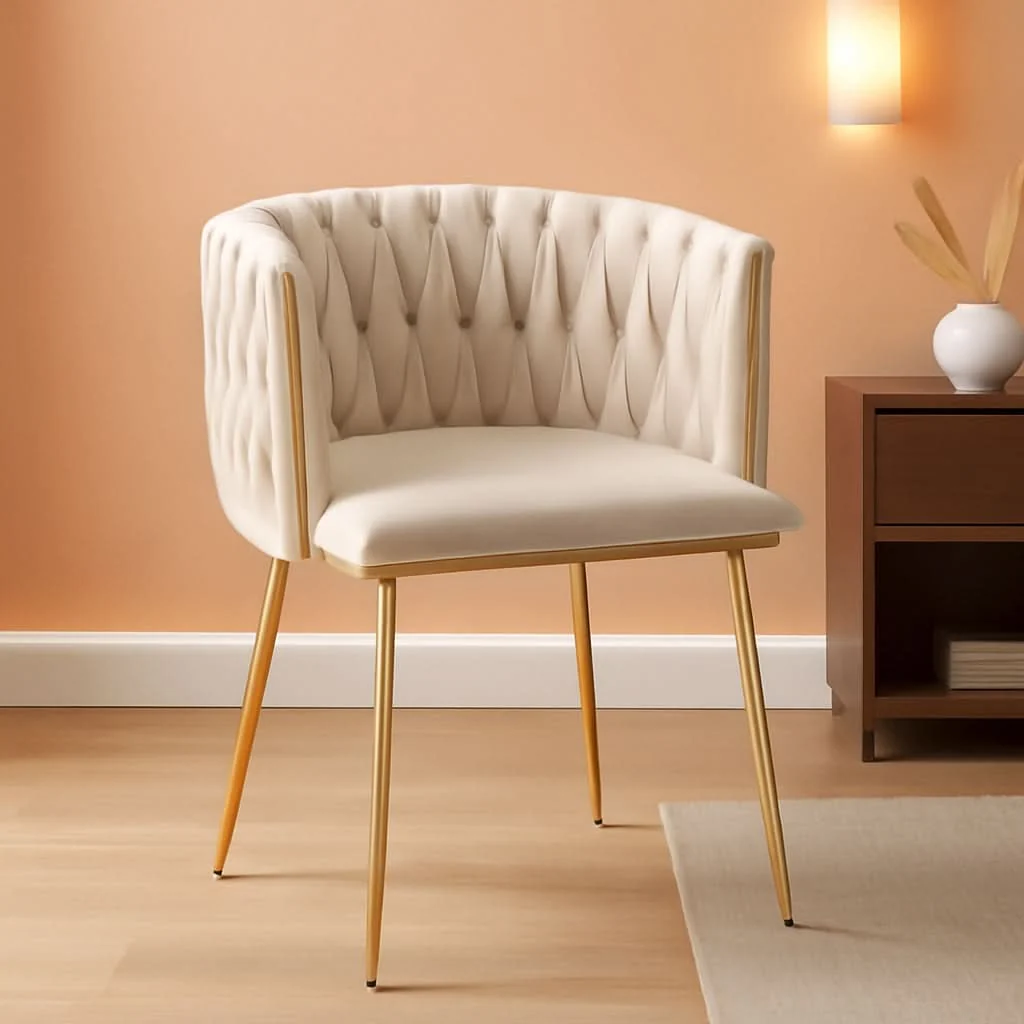 High-Grade Velvet Dining Chairs With Gold Metal Legs Tufted Modern Wingback Set O Refined