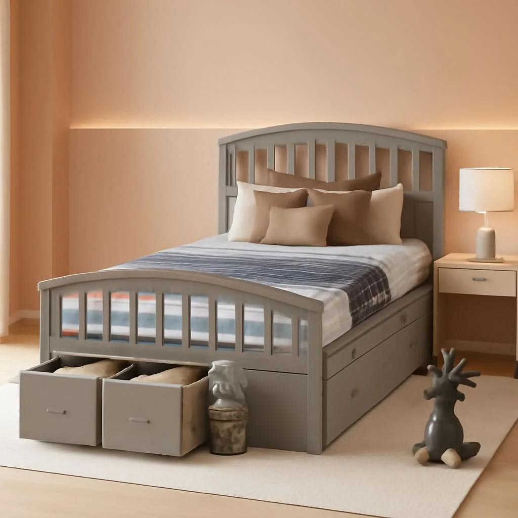 Elite Platform Storage Bed Solid Wood Bed with 6 Drawers Twin Size Reliable