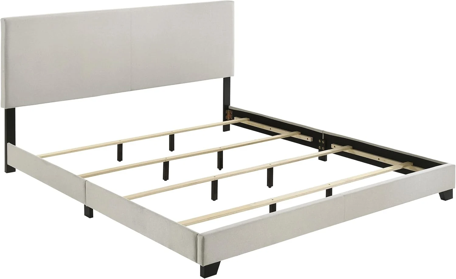 Minimalist Cream Upholstered California King Platform Bed Frame High-End