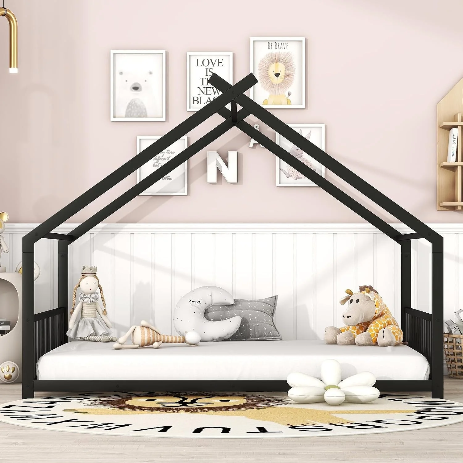 Pure Montessori Oversized Floor Bed With Roof Playhouse Powerful
