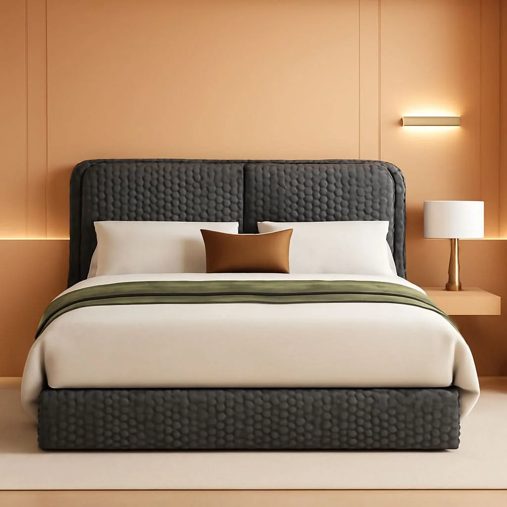 Long-Lasting Queen Size Grey Corduroy Upholstered Bed Framework Lightweight