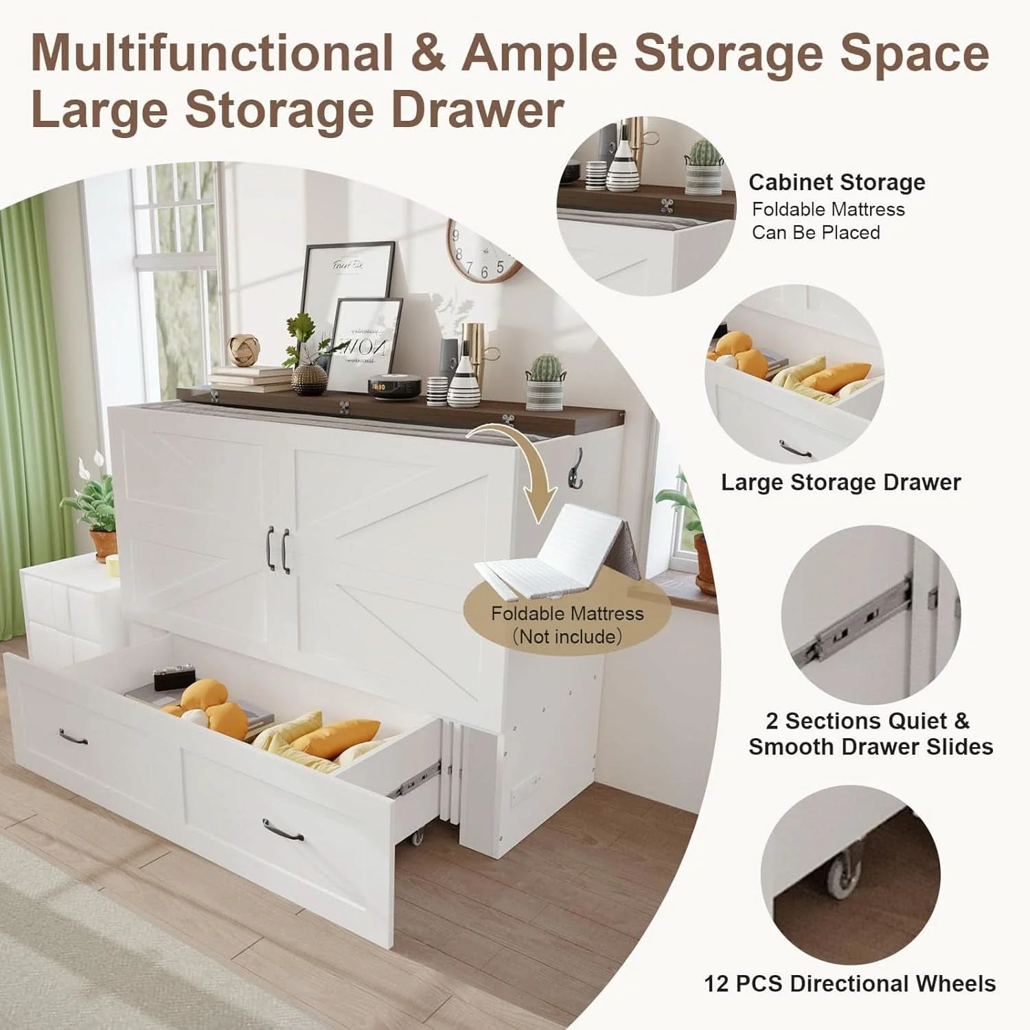 Refined Espresso Queen Murphy Cabinet Bed Versatile Deluxe Outstanding