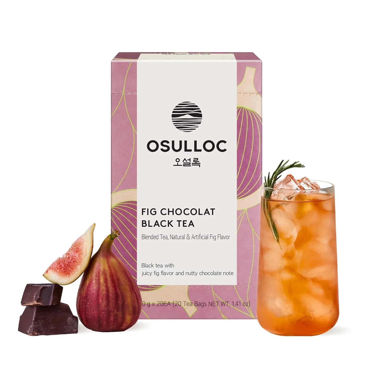 Healthy Osulloc Fig Chocolat Black Tea Juicy Fig Chocolate flavor Fruit Tea Blend Premium Tea bags from Jeju Isalnd 20 tea bags Comfortable