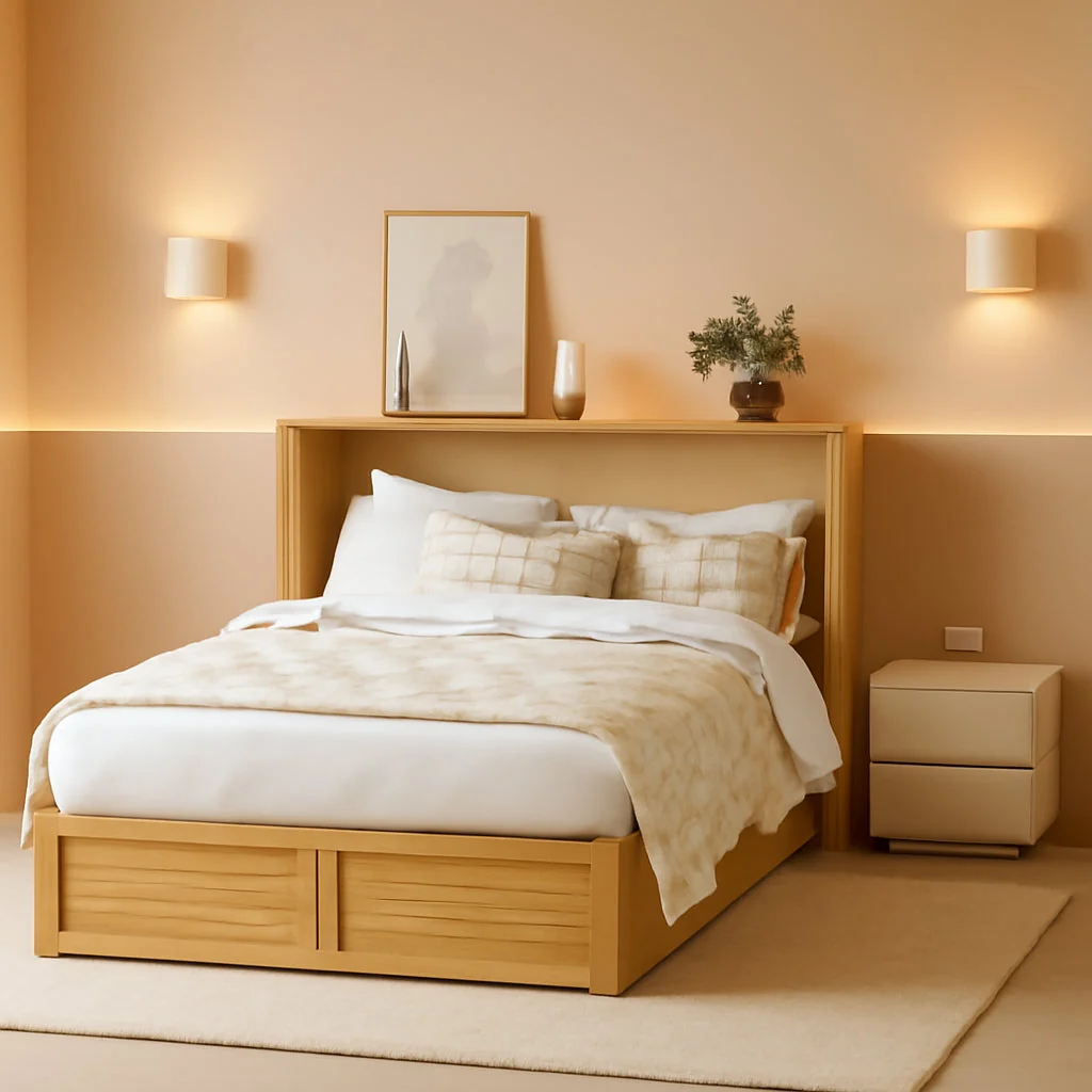 First-Class Oakwood Industrial Murphy Cabinet Bed With Charging High-Performance