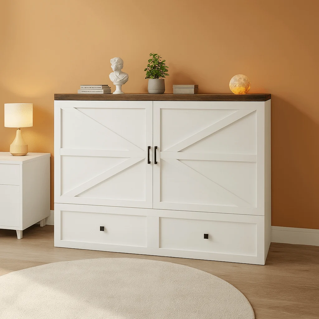 Authentic Murphy Bed Cabinet With Charging Station Queen Size Artisan