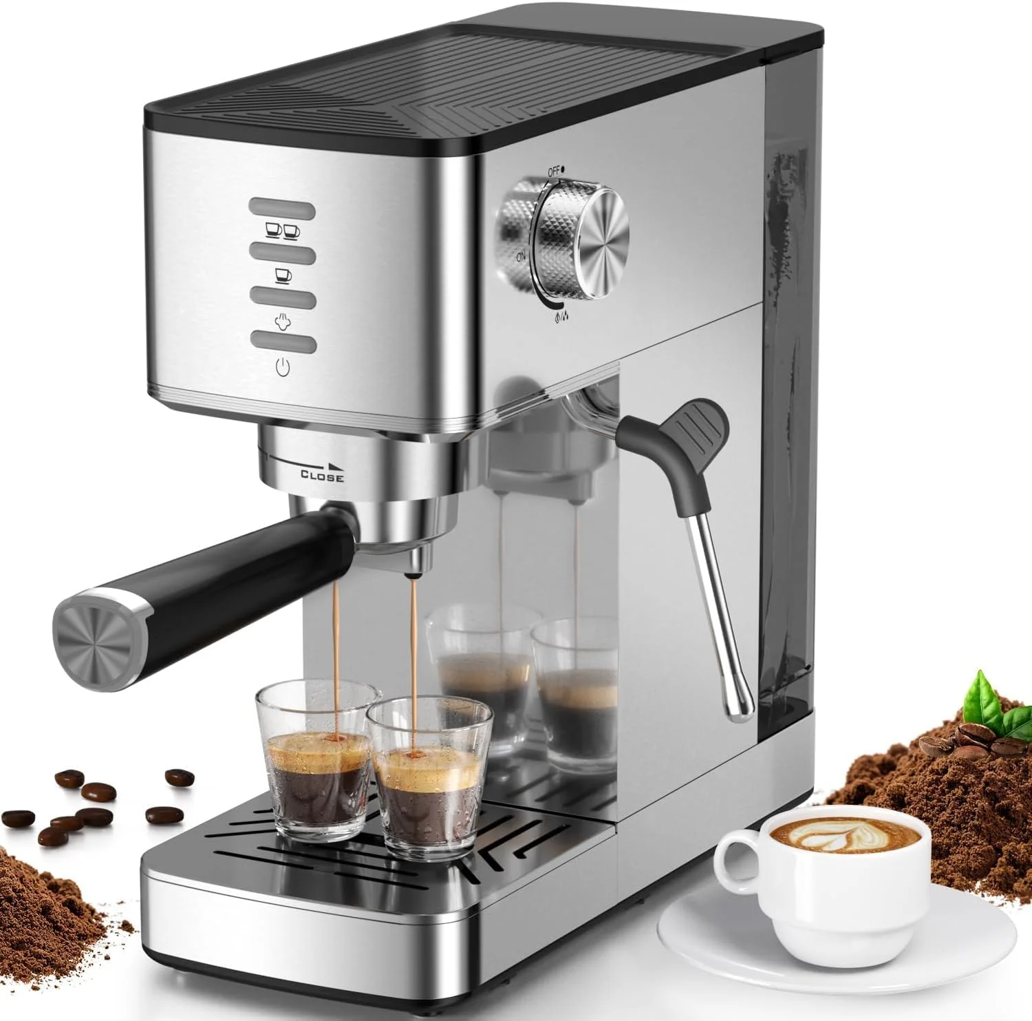Versatile Espresso Machine 20 Bar with Rapid Cold Brew – Hot Iced Coffee Maker Built-in Steam Wand Touch Screen 37oz Water Tank – for Lattes Stylish