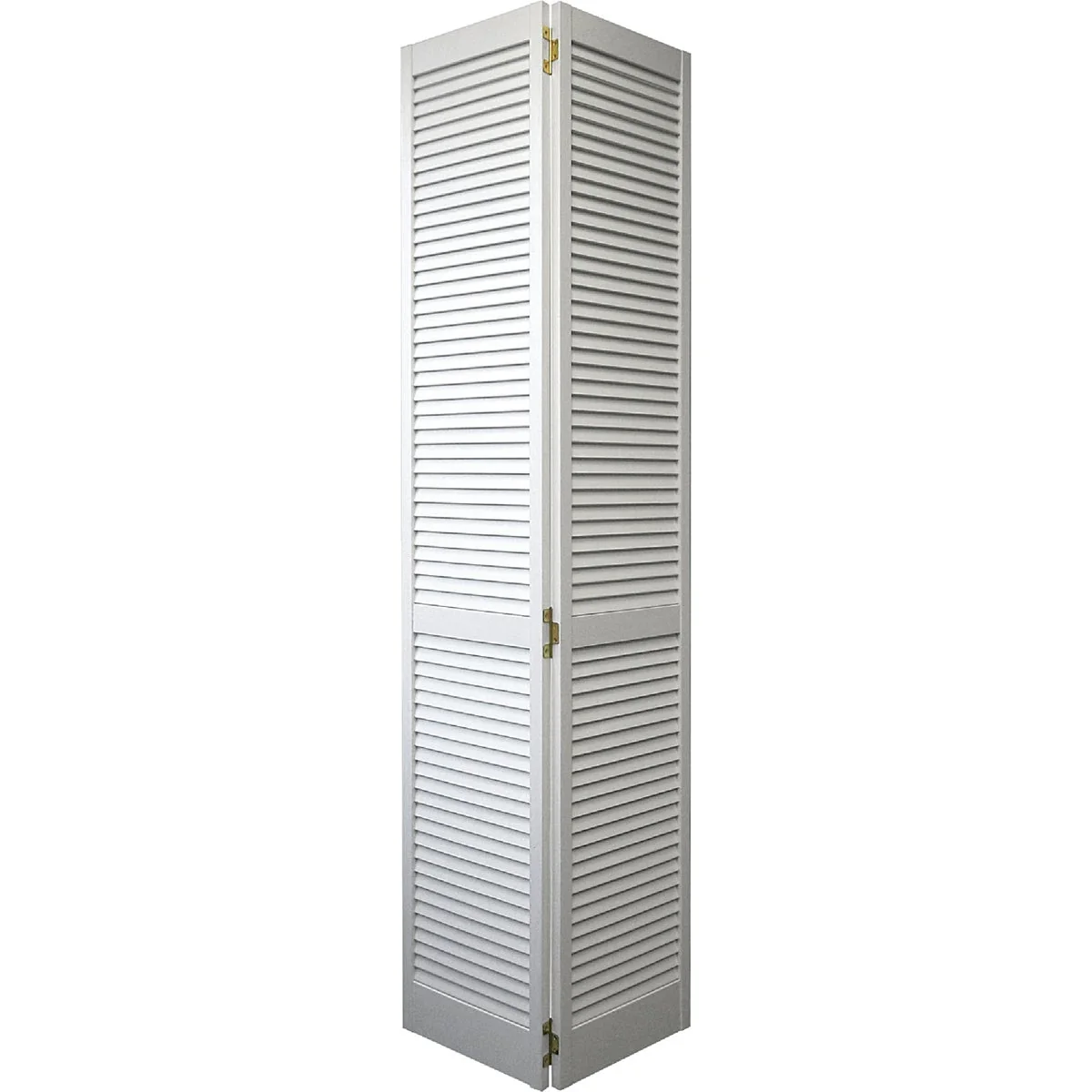 Stylish Jeld Wen 36 In. W. x 80 In. H. Pine Louver Louver Primed White Bifold Door Detailed