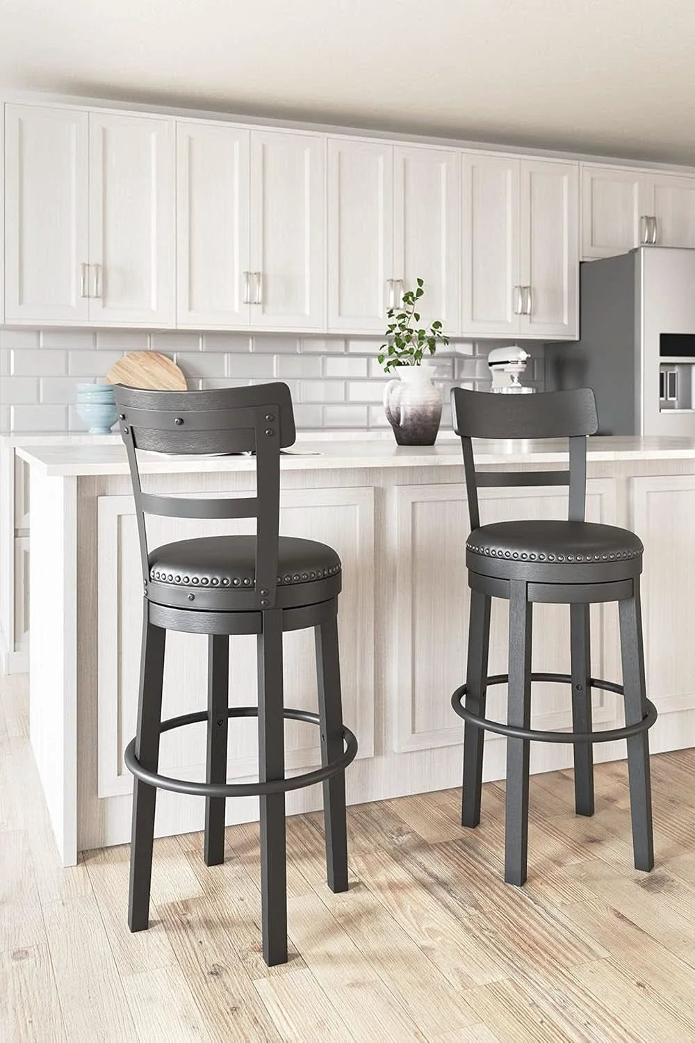Authentic Valebeck 30.38 Black Upholstered Pub Height Swivel Barstool Innovative