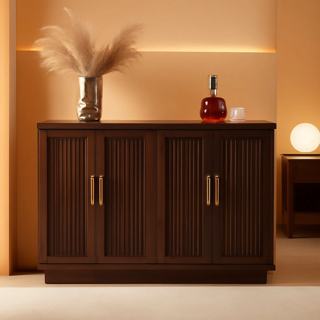 Luxury Walnut Sideboard Buffet Cabinet Adjustable Shelves Selected