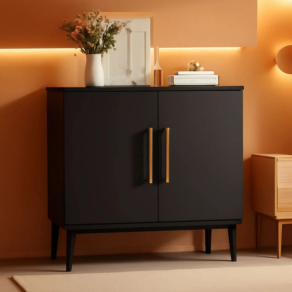 Original Design Black Large Buffet Cabinet Sideboard With Ample Storage Elite
