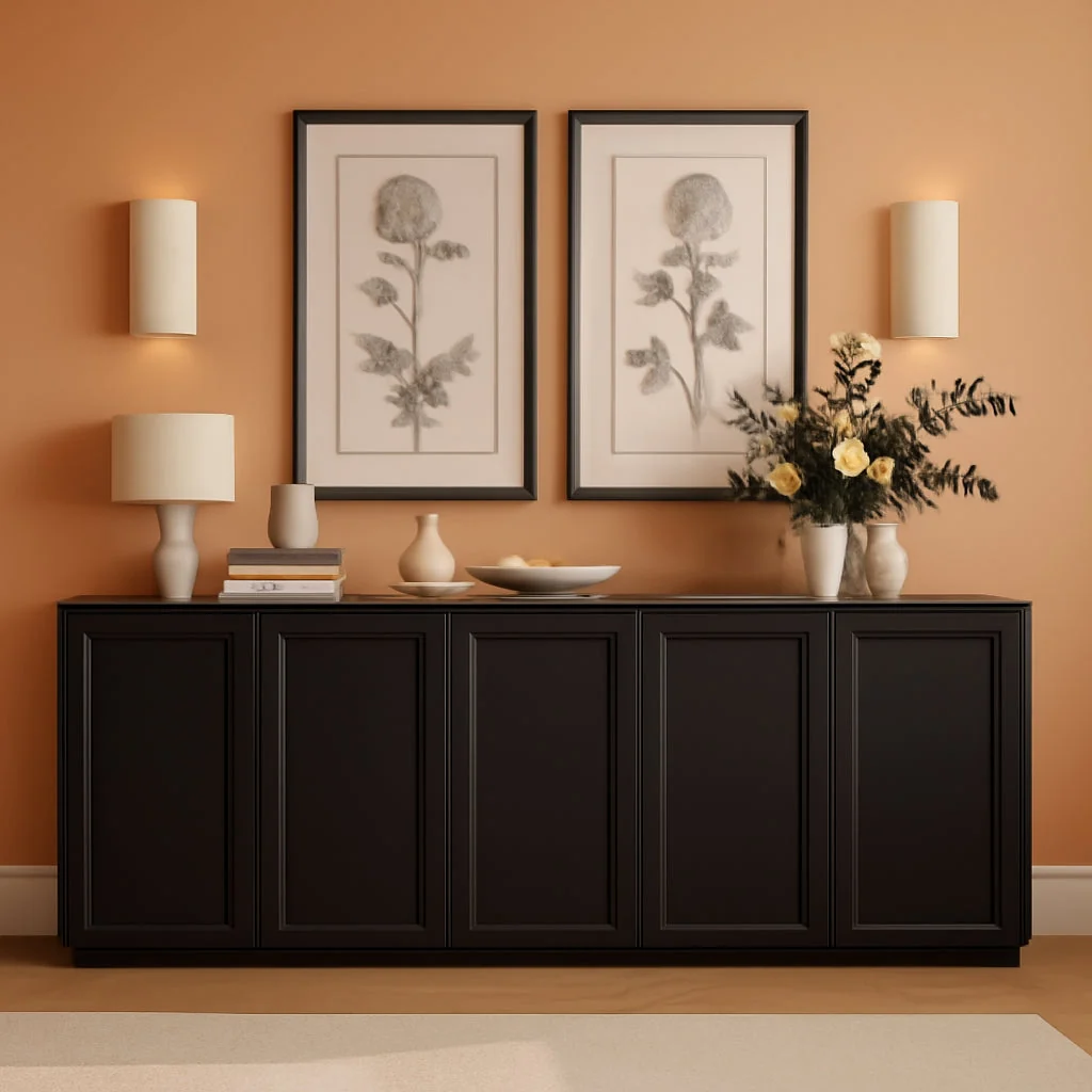 Functional Dark Brown Adjustable Shelves Sideboard Buffet Cabinet Exceptional