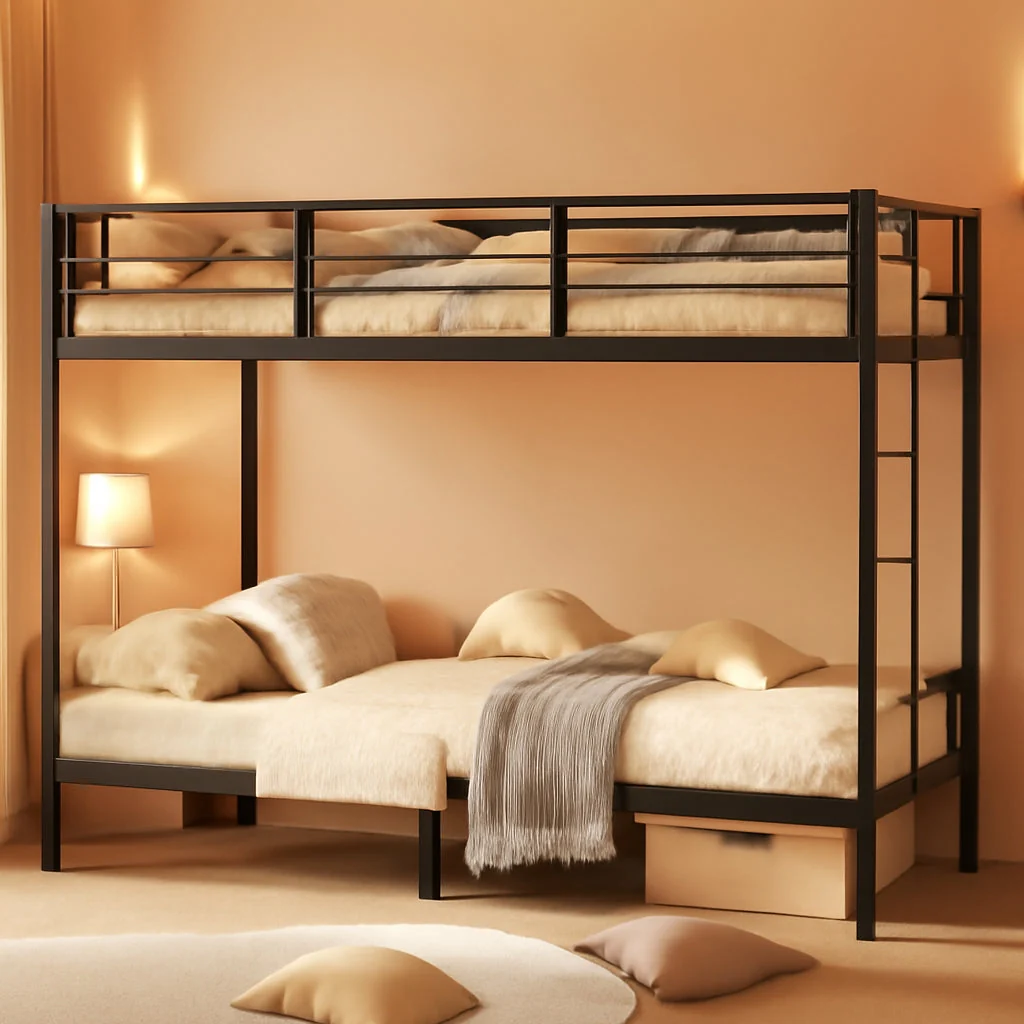 Relaxed Black Twin Over Twin Reinforced Steel Frame Bunk Bed Fashionable