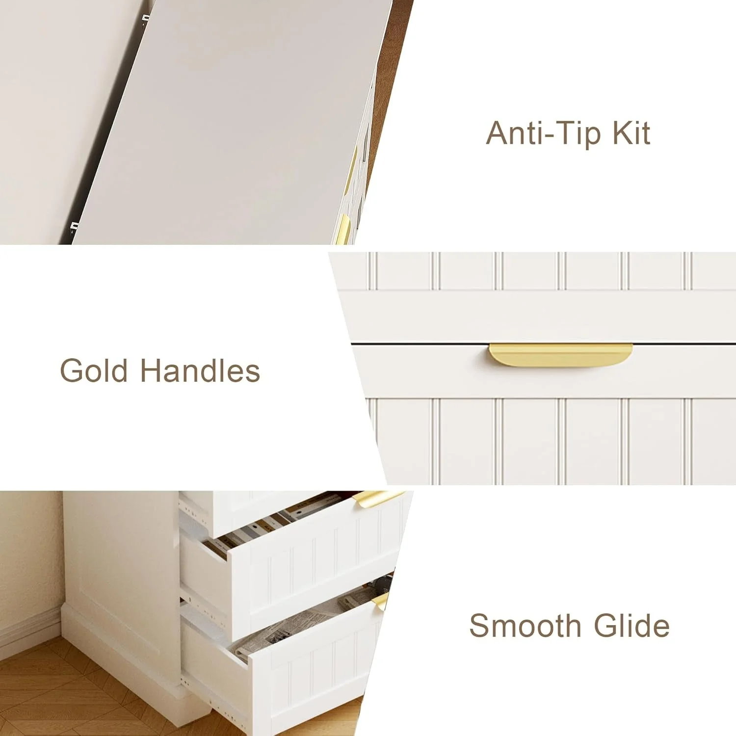 Fine White Farmhouse Style Dresser With Durable Handles Stylish