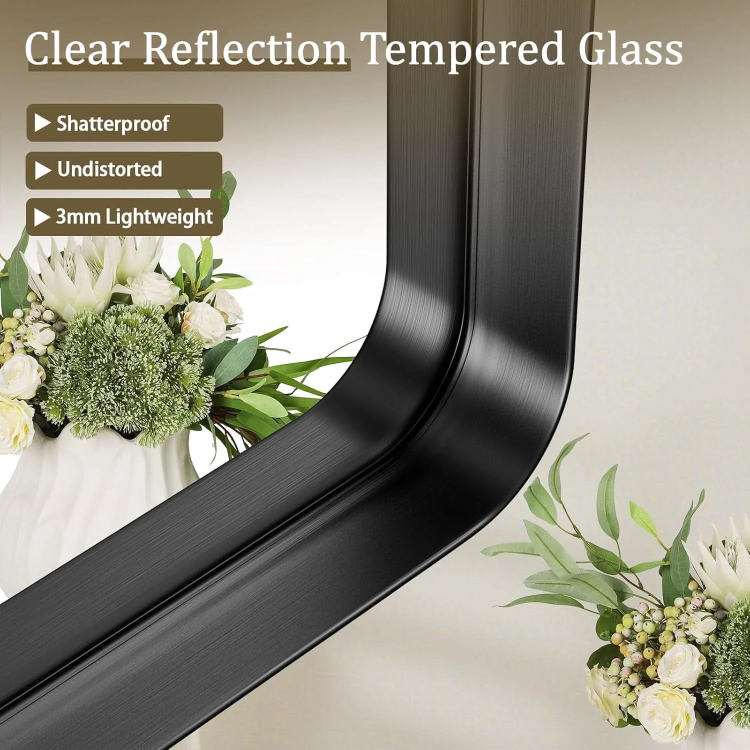 Minimalist Bathroom Mirror 30×48 Inch Black Deep Frame Wall Mirror Smart
