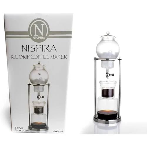 Durable Luxury Ice Cold Brew Dripper Coffee Maker in Stainless Steel and Borosilicate Glass Green